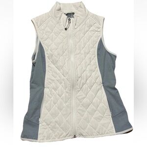 Athleta White Quilted Puffer Vest Women’s Medium Stretch Panels Zip Pockets